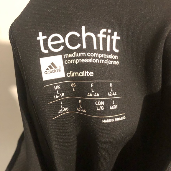 Adidas techfit medium compression black Capri leggings size large workout gym - Picture 3 of 4